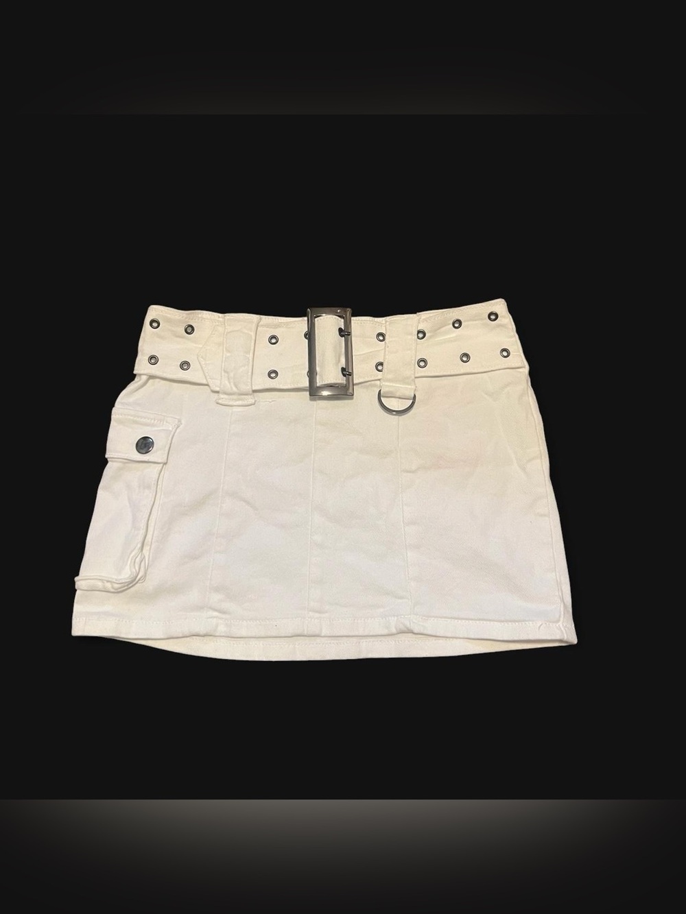 Edikted White Skirt with Silver Buckle